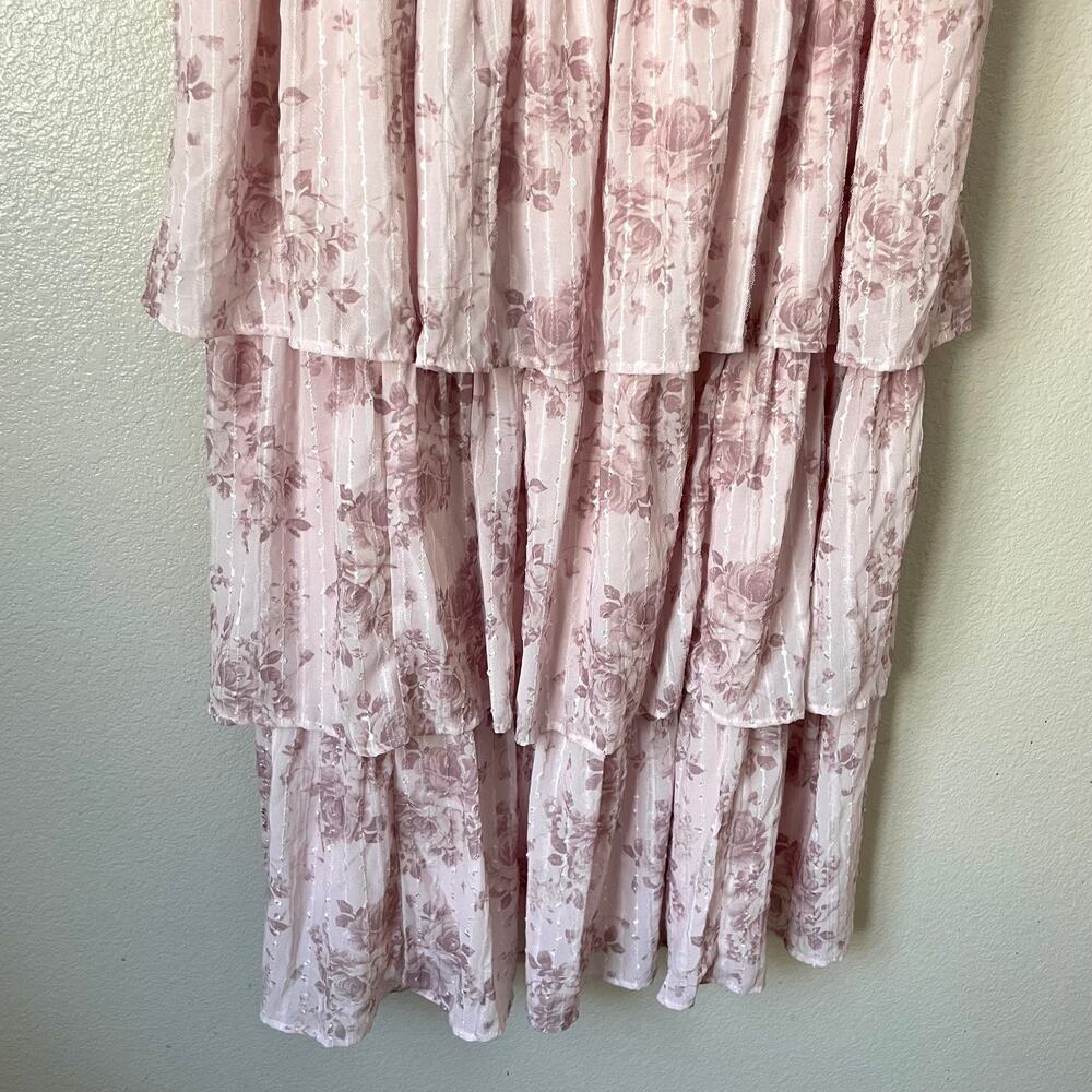 Torrid Dress Womens 3X Pink Tiered Floral Midi Whimsical Fairy Coquette Garden - Picture 5 of 11